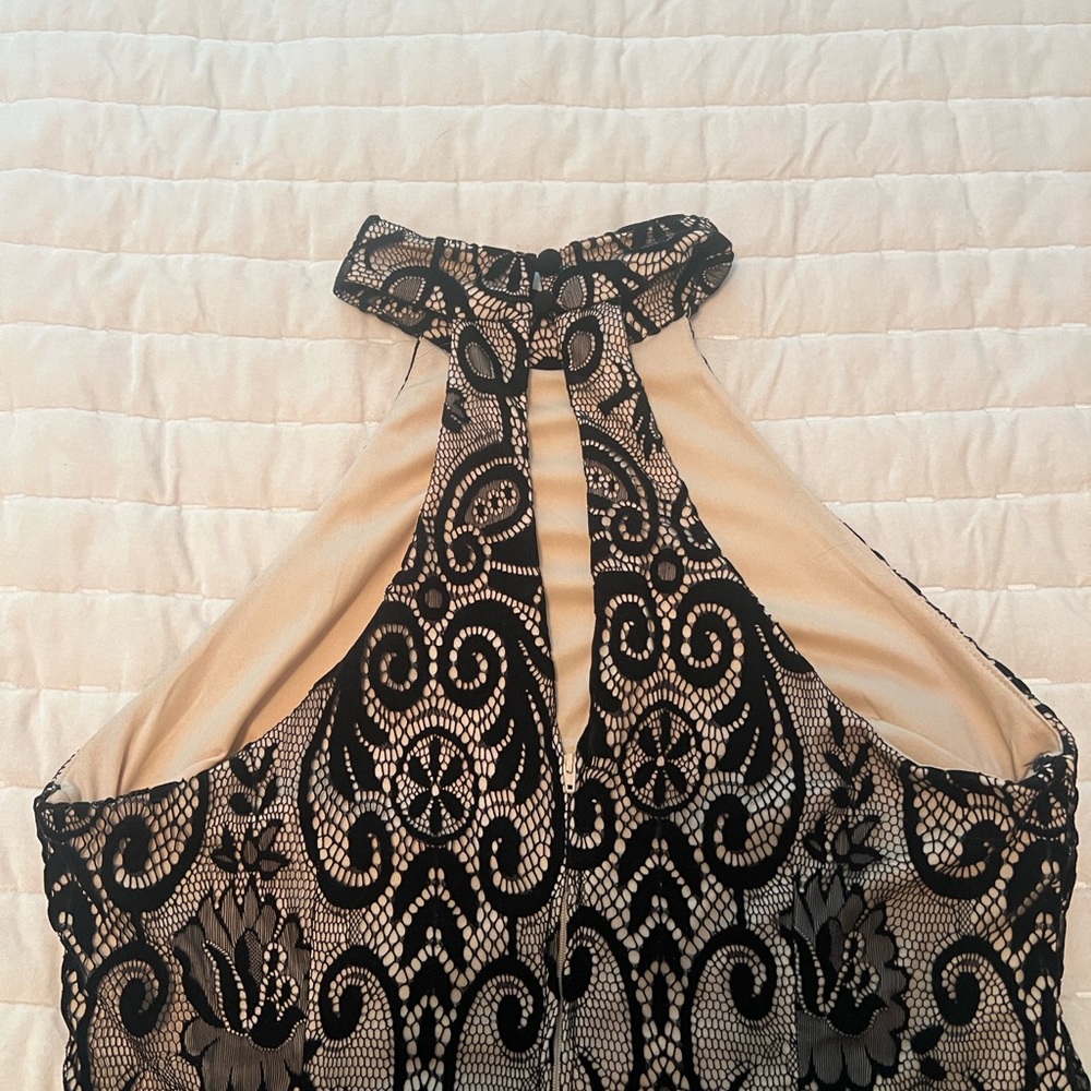 Bisou Bisou lace black and nude dress